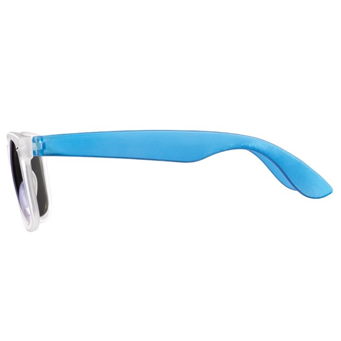 Gafas de sol de colores neon con marcos efecto glace protección UV400 color azul transparente tercera vista