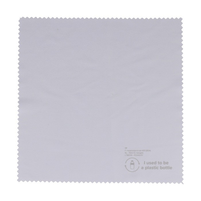 Paño de limpieza para gafas o pantallas de microfibra RPET 15x15 cm color blanco Paño de limpieza para gafas o pantallas de microfibra RPET 15x15 cm color blanco
