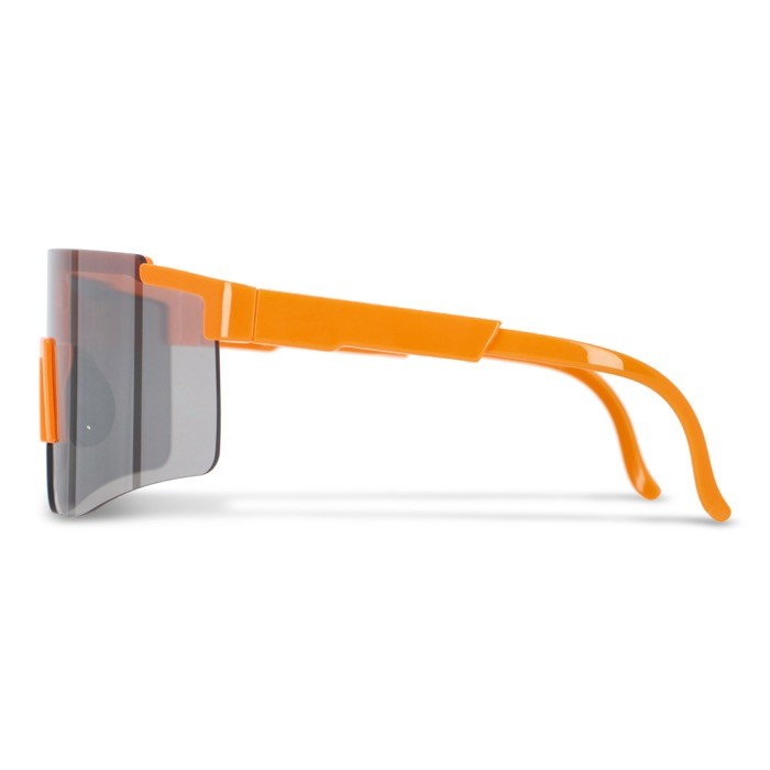 Gafas deportivas de alto rendimiento de colores con lentes plateados color naranja fluorescente cuarta vista Gafas deportivas de alto rendimiento de colores con lentes plateados color naranja fluorescente cuarta vista