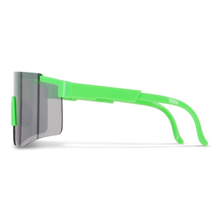 Gafas deportivas de alto rendimiento de colores con lentes plateados color verde fluorescente cuarta vista Gafas deportivas de alto rendimiento de colores con lentes plateados color verde fluorescente cuarta vista