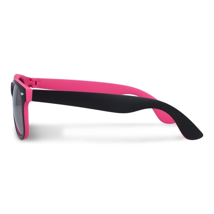 Gafas de sol personalizables bicolores con lentes polarizados UV400 color rosa cuarta vista