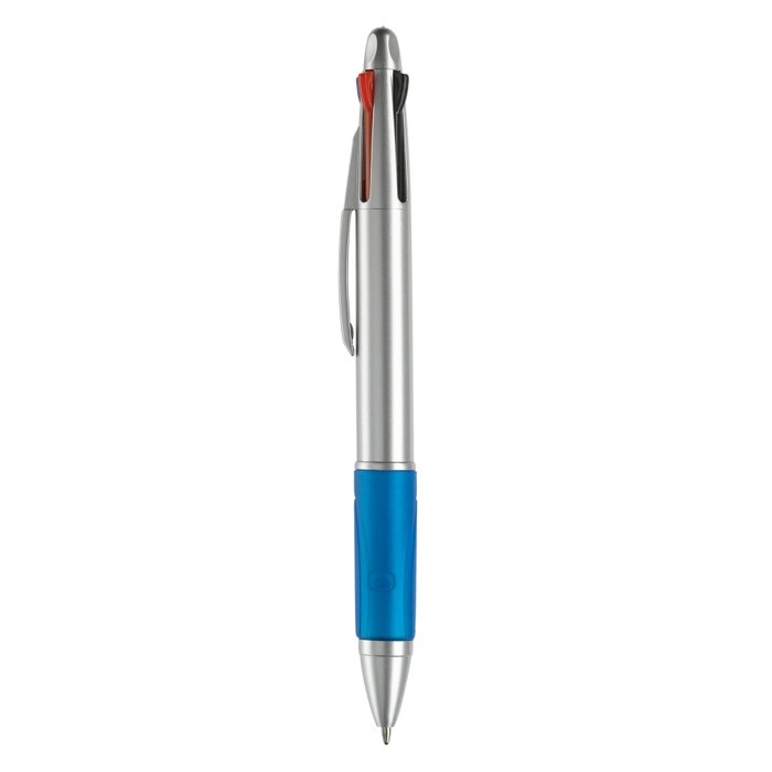 Bolígrafo multifuncional 4 en 1 con empuñadora de color color azul tercera vista Bolígrafo multifuncional 4 en 1 con empuñadora de color color azul tercera vista