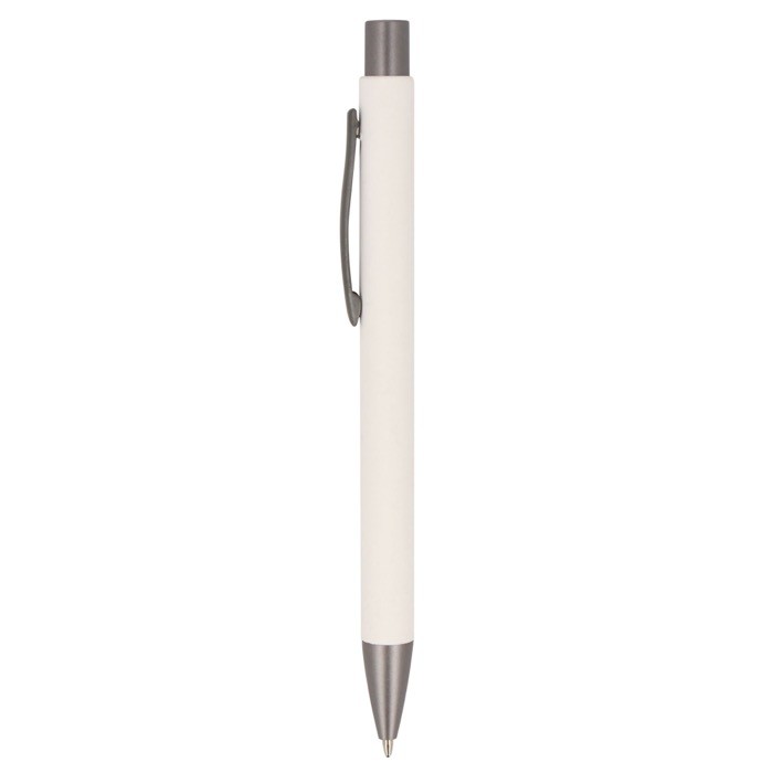 Bolígrafo pulsador de papel sostenible en varios colores color blanco tercera vista