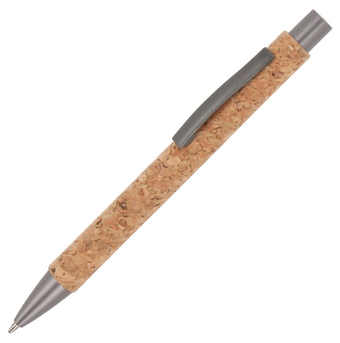 Bolígrafo pulsador ecológico con cuerpo de corcho sostenible color natural Bolígrafo pulsador ecológico con cuerpo de corcho sostenible color natural