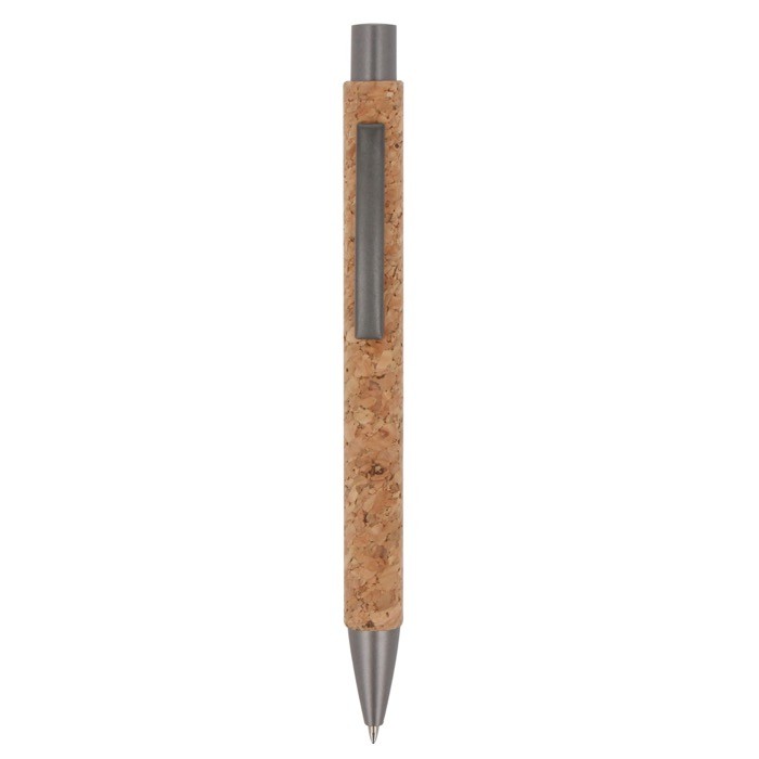 Bolígrafo pulsador ecológico con cuerpo de corcho sostenible color natural segunda vista Bolígrafo pulsador ecológico con cuerpo de corcho sostenible color natural segunda vista