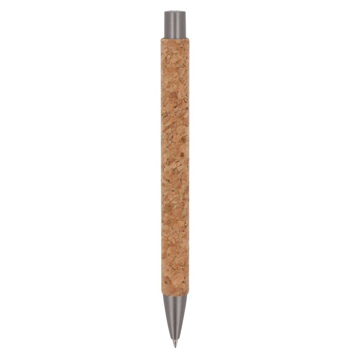 Bolígrafo pulsador ecológico con cuerpo de corcho sostenible color natural cuarta vista Bolígrafo pulsador ecológico con cuerpo de corcho sostenible color natural cuarta vista