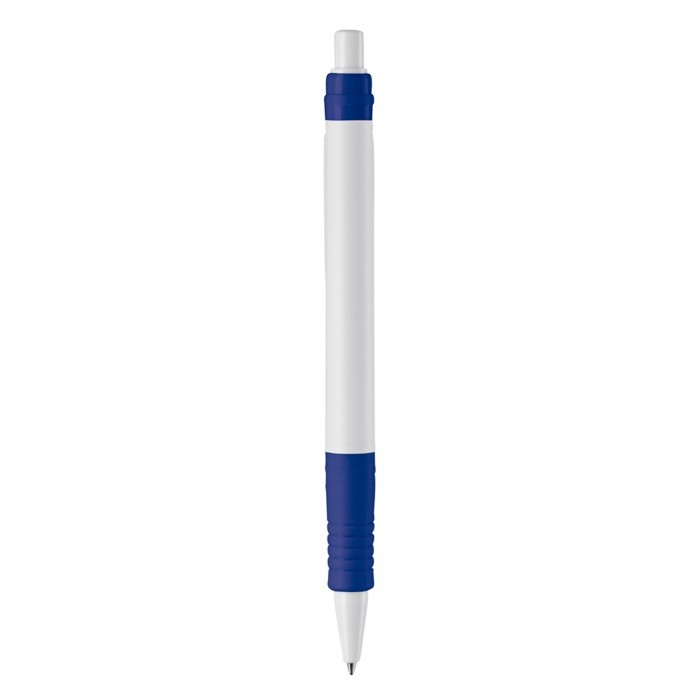 Bolígrafo pulsador de material biodegradable de tinta azul color azul oscuro cuarta vista Bolígrafo pulsador de material biodegradable de tinta azul color azul oscuro cuarta vista