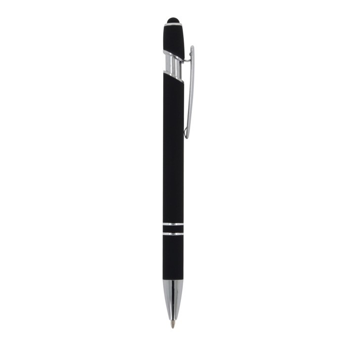Bolígrafo de aluminio reciclado con acabado de caucho y puntero color negro quinta vista Bolígrafo de aluminio reciclado con acabado de caucho y puntero color negro quinta vista