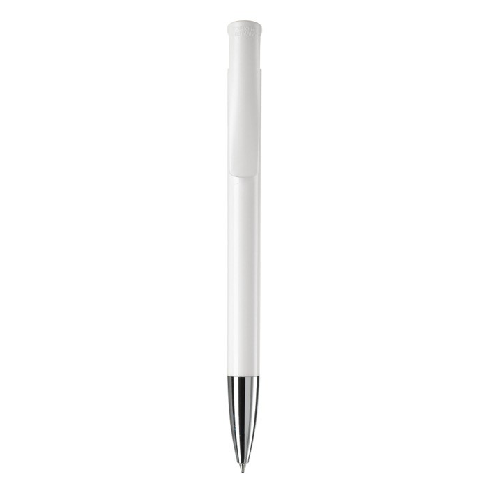 Bolígrafo pulsador de plástico de colores mate hecho en EU color blanco segunda vista Bolígrafo pulsador de plástico de colores mate hecho en EU color blanco segunda vista