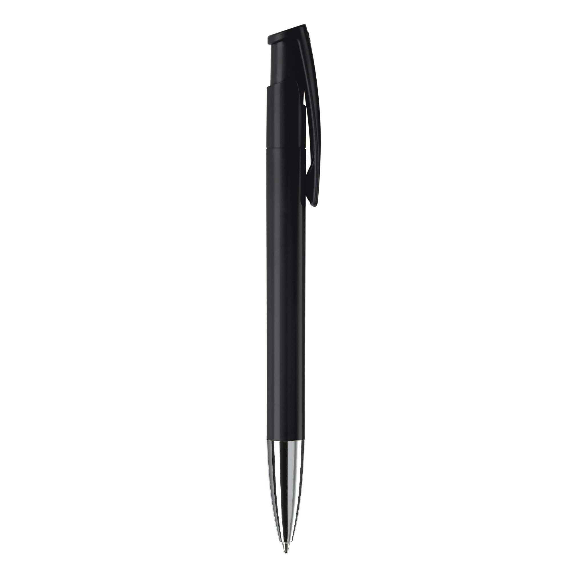 Bolígrafo pulsador de plástico de colores mate hecho en EU color negro quinta vista Bolígrafo pulsador de plástico de colores mate hecho en EU color negro quinta vista