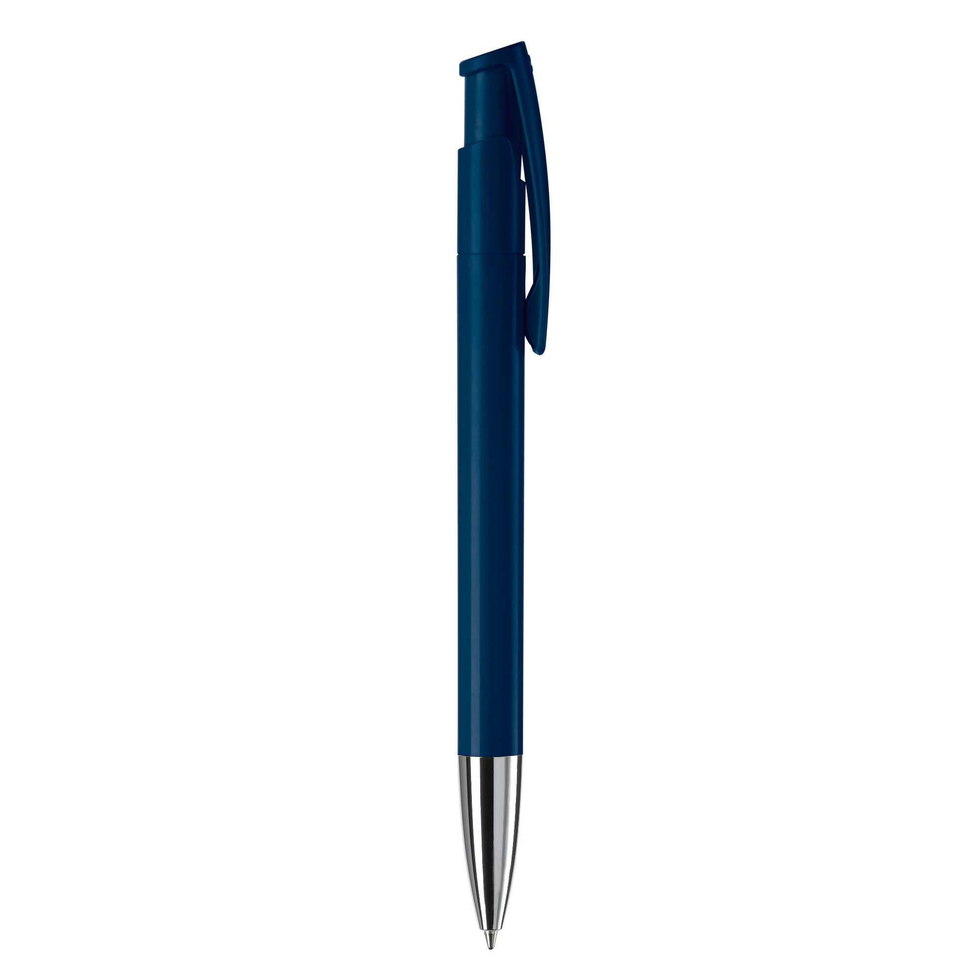 Bolígrafo pulsador de plástico de colores mate hecho en EU color azul oscuro quinta vista Bolígrafo pulsador de plástico de colores mate hecho en EU color azul oscuro quinta vista