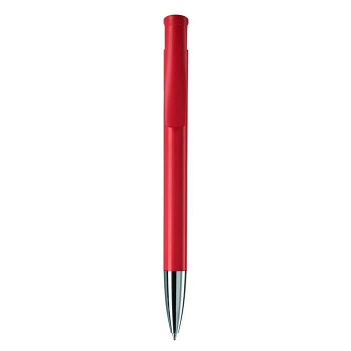Bolígrafo pulsador de plástico de colores mate hecho en EU color rojo segunda vista Bolígrafo pulsador de plástico de colores mate hecho en EU color rojo segunda vista