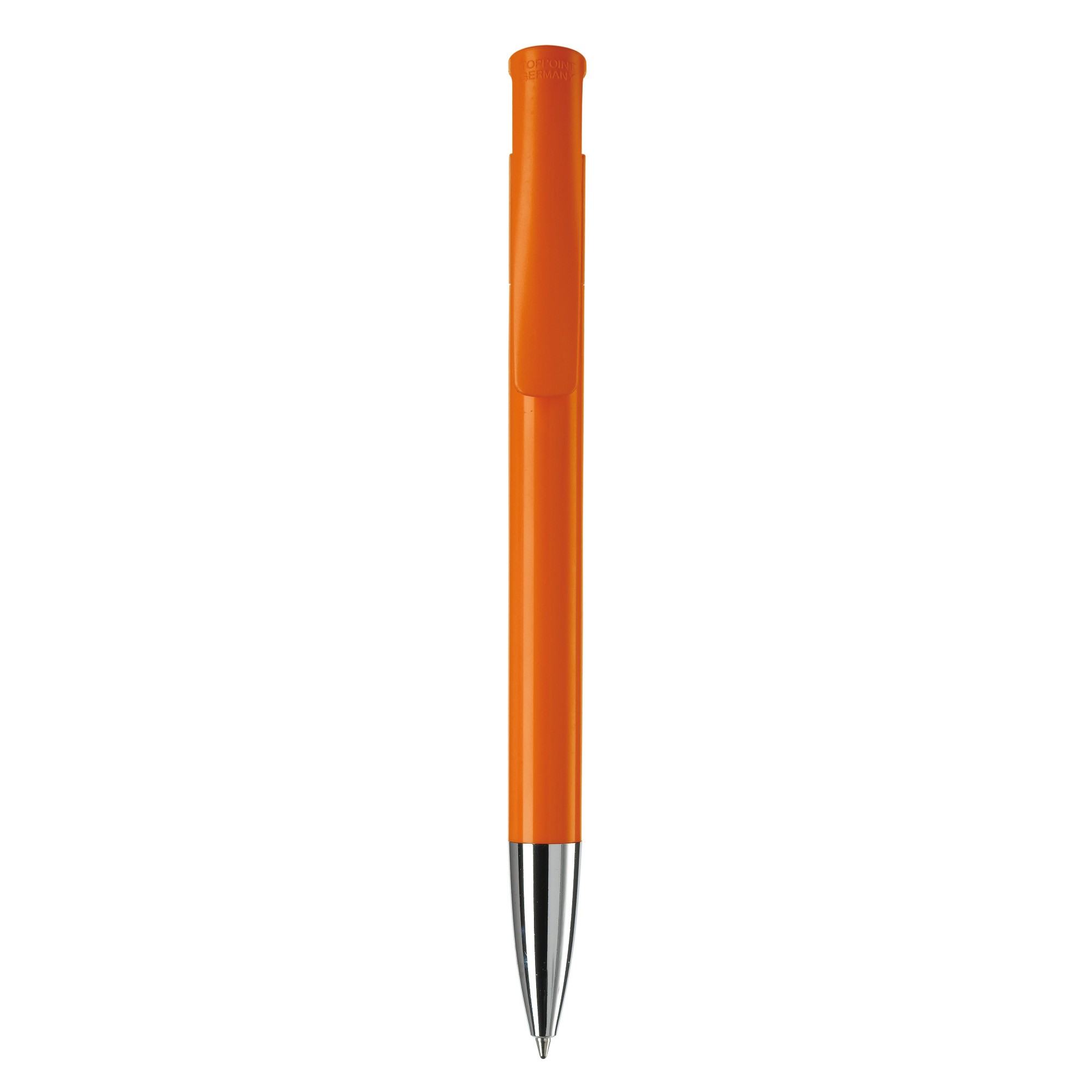 Bolígrafo pulsador de plástico de colores mate hecho en EU color naranja segunda vista Bolígrafo pulsador de plástico de colores mate hecho en EU color naranja segunda vista