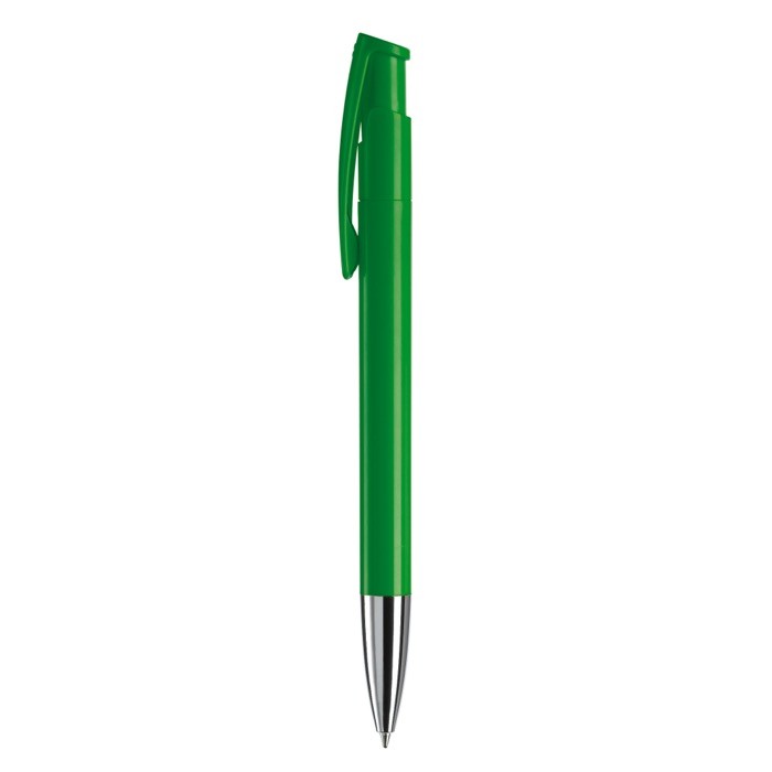 Bolígrafo pulsador de plástico de colores mate hecho en EU color verde tercera vista Bolígrafo pulsador de plástico de colores mate hecho en EU color verde tercera vista