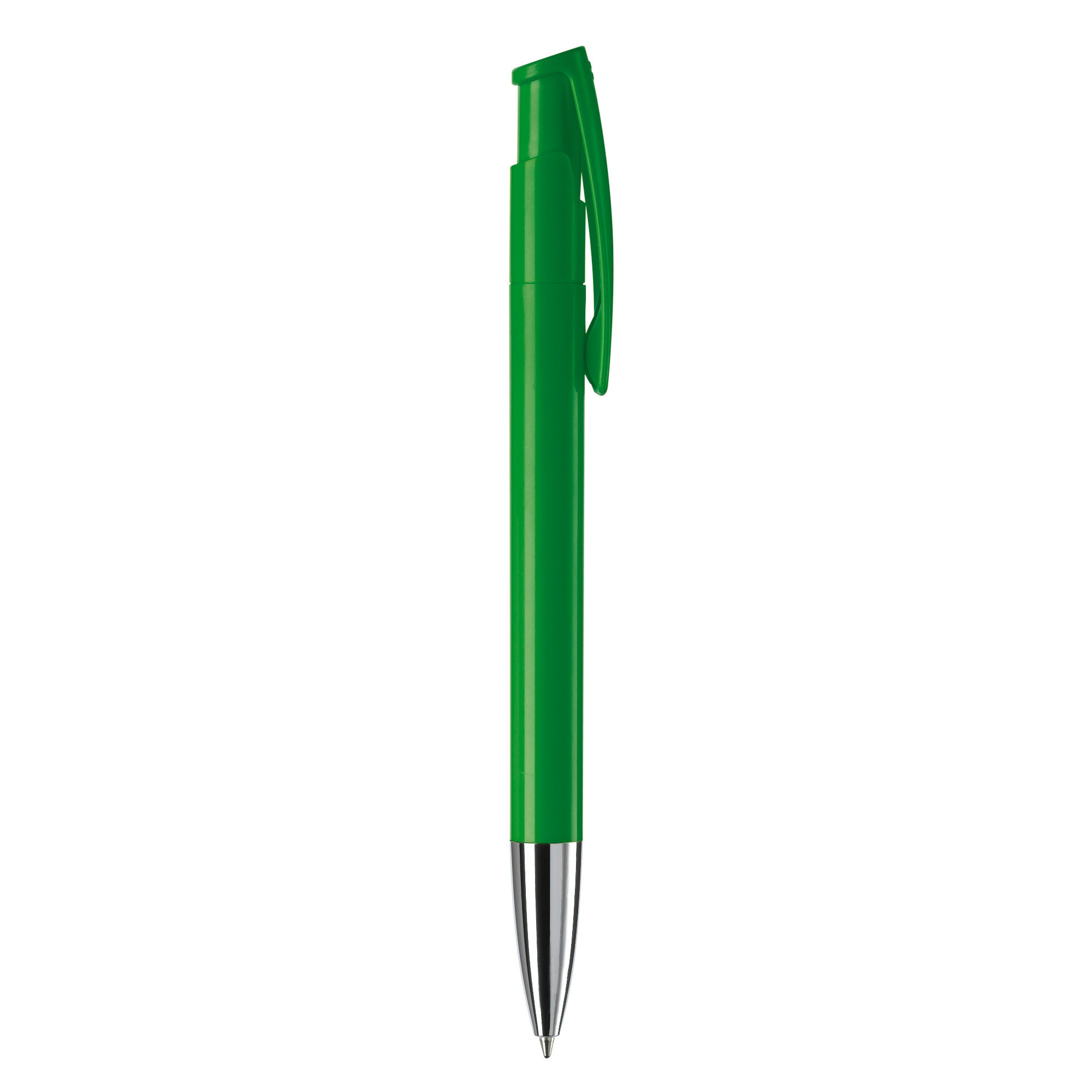 Bolígrafo pulsador de plástico de colores mate hecho en EU color verde quinta vista Bolígrafo pulsador de plástico de colores mate hecho en EU color verde quinta vista