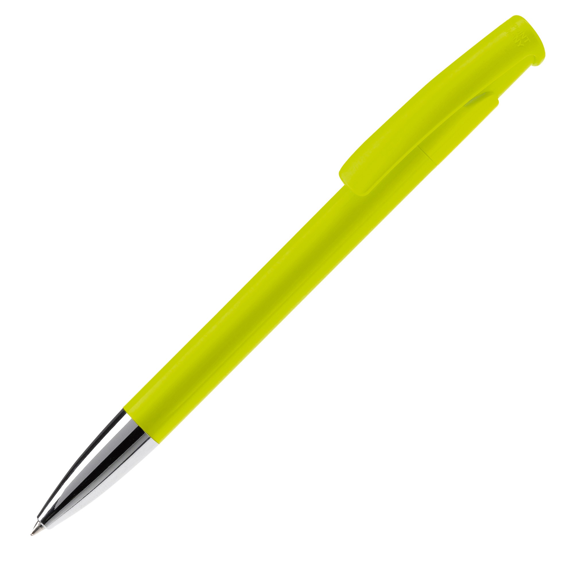 Bolígrafo pulsador de plástico de colores mate hecho en EU color verde lima Bolígrafo pulsador de plástico de colores mate hecho en EU color verde lima