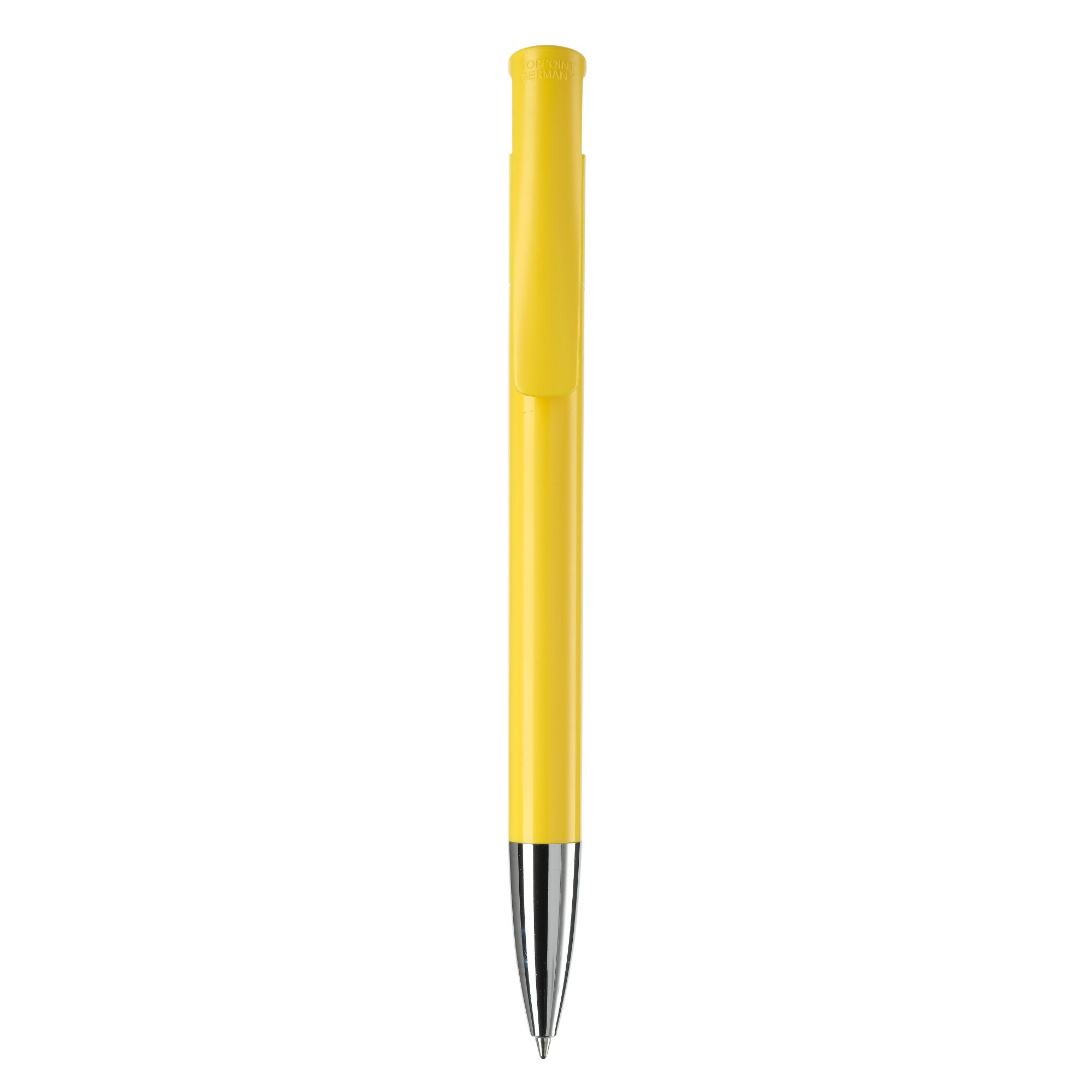 Bolígrafo pulsador de plástico de colores mate hecho en EU color amarillo segunda vista Bolígrafo pulsador de plástico de colores mate hecho en EU color amarillo segunda vista