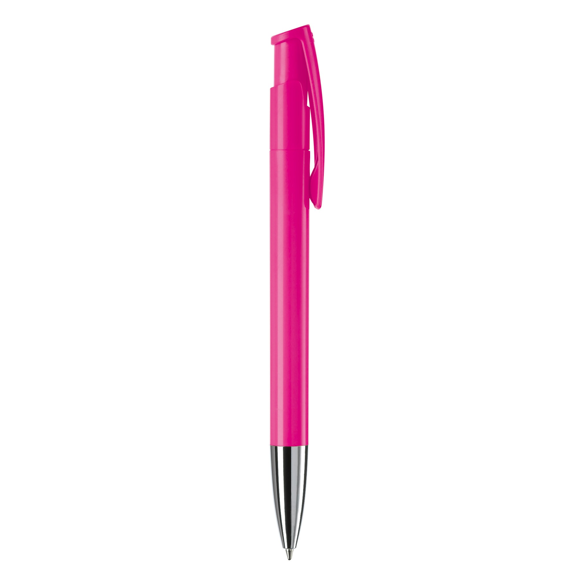 Bolígrafo pulsador de plástico de colores mate hecho en EU color rosa quinta vista Bolígrafo pulsador de plástico de colores mate hecho en EU color rosa quinta vista