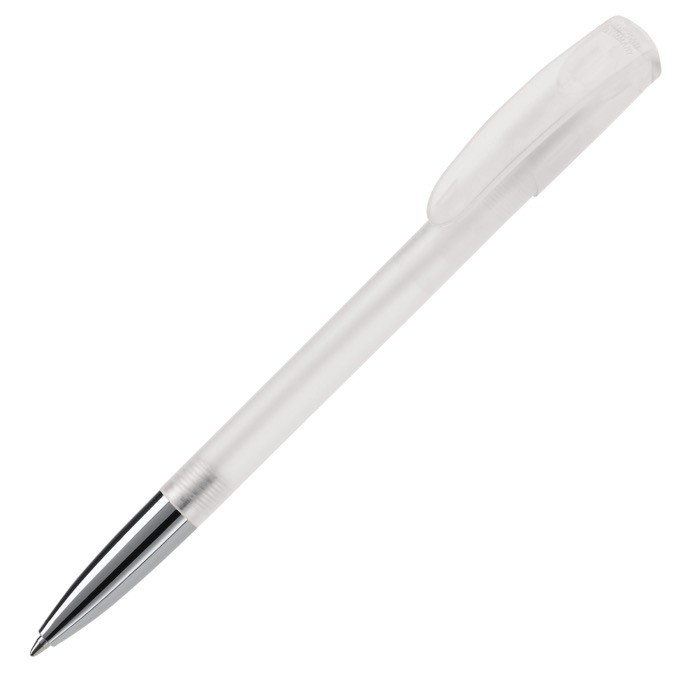 Bolígrafo de plástico transparente con punta metalizada hecho en EU color blanco