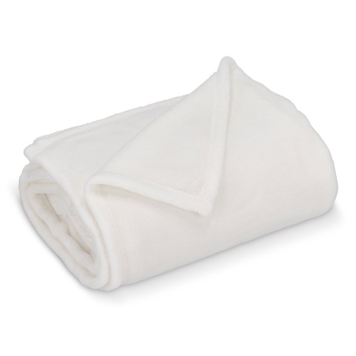 Manta de polar fleece de tacto ultra suave para sublimación 270 g/m2 color blanco tercera vista Manta de polar fleece de tacto ultra suave para sublimación 270 g/m2 color blanco tercera vista