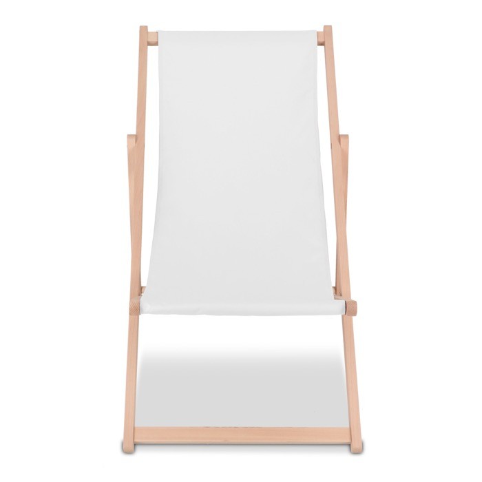 Silla plegable de madera para la playa o piscina para sublimar color blanco segunda vista Silla plegable de madera para la playa o piscina para sublimar color blanco segunda vista
