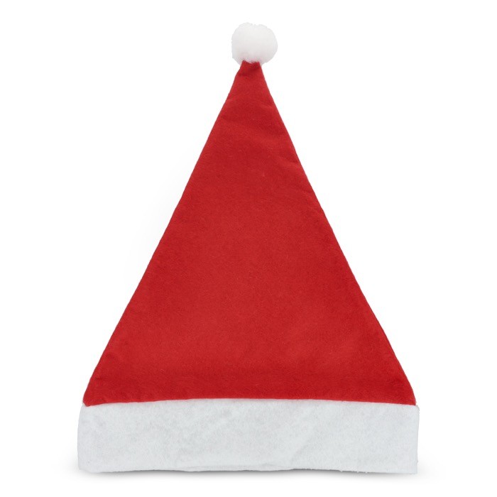 Clásico gorro de navidad hecho de fieltro con pompón blanco color rojo tercera vista