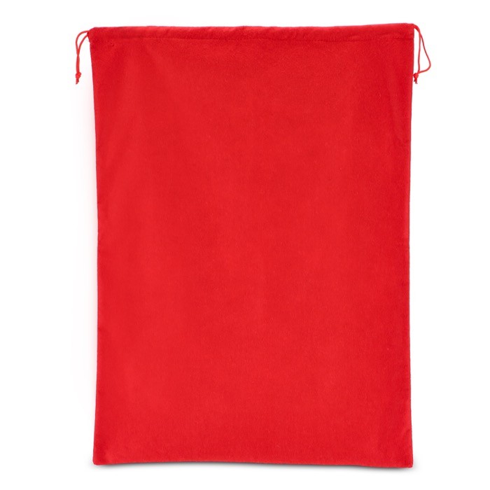 Bolsa grande de regalo hecha de fieltro con cordones a juego color rojo quinta vista