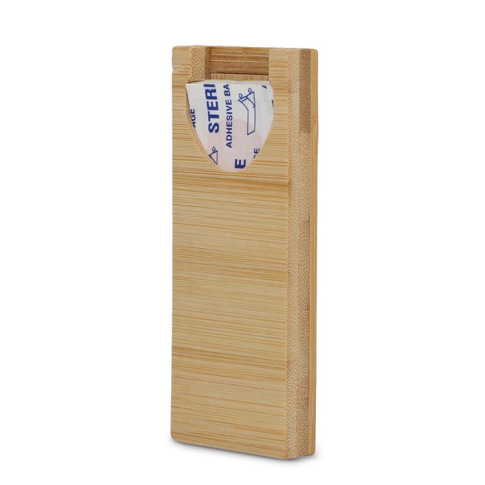 Estuche de bambú con 10 tiritas para primeros auxilios color natural Estuche de bambú con 10 tiritas para primeros auxilios color natural