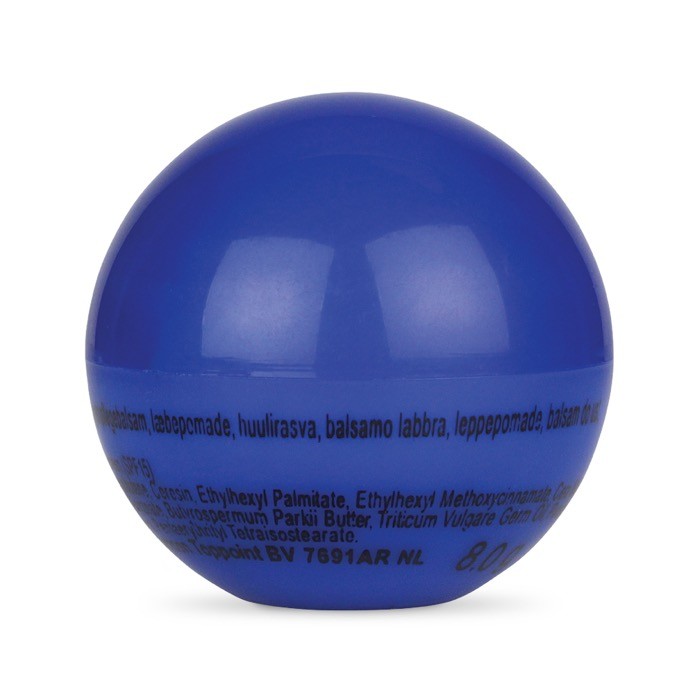 Protector labial dentro de una bola giratoria de colores color azul Protector labial dentro de una bola giratoria de colores color azul