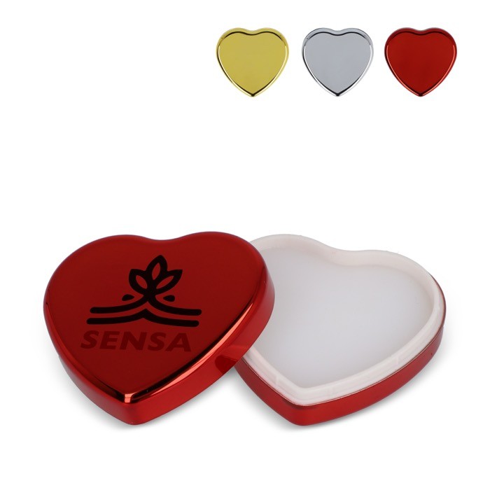 Bálsamo labial en estuche metálico en forma de corazón Bálsamo labial en estuche metálico en forma de corazón