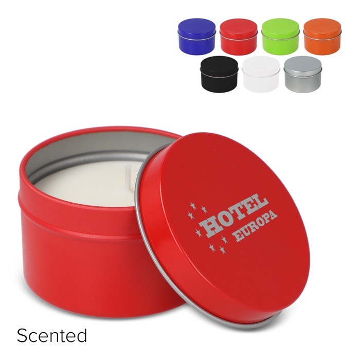 Vela de cera vegetal en tarro monocromático de acero reciclado circular Vela de cera vegetal en tarro monocromático de acero reciclado circular