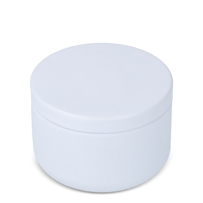 Vela de cera vegetal en tarro de acero reciclado circular color blanco Vela de cera vegetal en tarro de acero reciclado circular color blanco