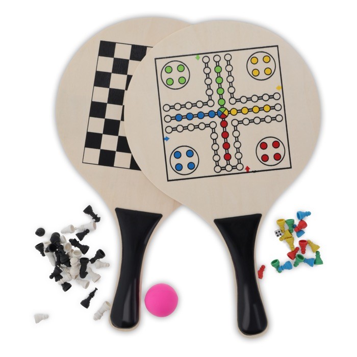 Set de 2 raquetas con diseño para 2 juegos distintos sobre ellas color negro cuarta vista Set de 2 raquetas con diseño para 2 juegos distintos sobre ellas color negro cuarta vista