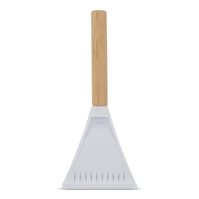 Rascador de hielo hecho de paja de trigo con mango de bambú color blanco tercera vista