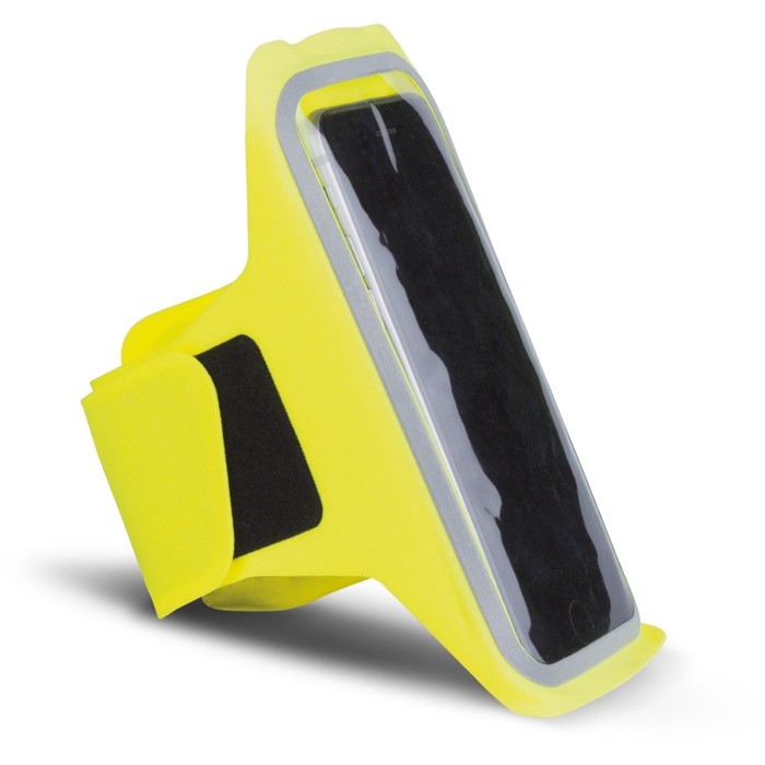 Brazalete deportivo de neopreno para la mayoría de smartphones color amarillo fluorescente Brazalete deportivo de neopreno para la mayoría de smartphones color amarillo fluorescente