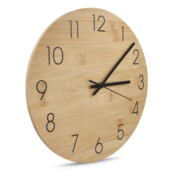 Reloj de pared minimalista hecho de bambú para personalizar color natural Reloj de pared minimalista hecho de bambú para personalizar color natural