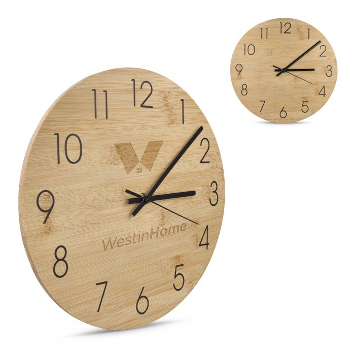 Reloj de pared minimalista hecho de bambú para personalizar Reloj de pared minimalista hecho de bambú para personalizar