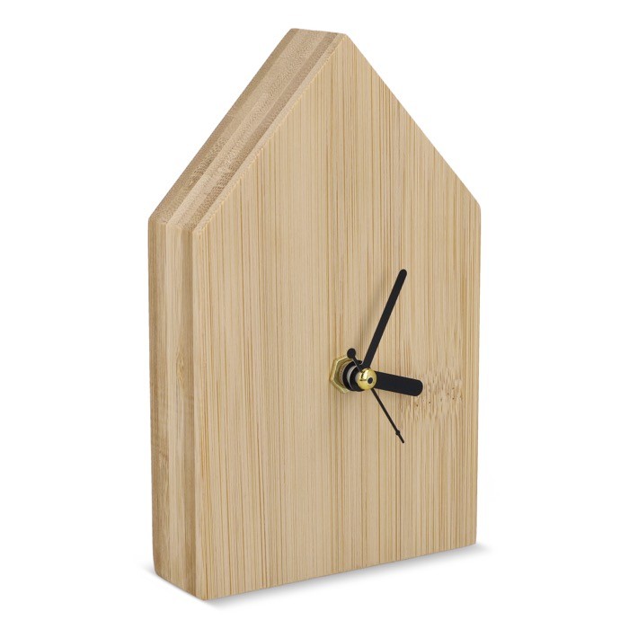 Reloj de sobremesa hecho de bambú en forma de casa para personalizar color natural Reloj de sobremesa hecho de bambú en forma de casa para personalizar color natural