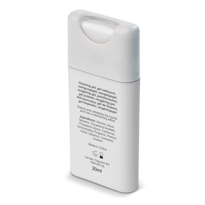 Spray antibacterial con 62% alcohol con mecanismo pulsador color blanco tercera vista Spray antibacterial con 62% alcohol con mecanismo pulsador color blanco tercera vista