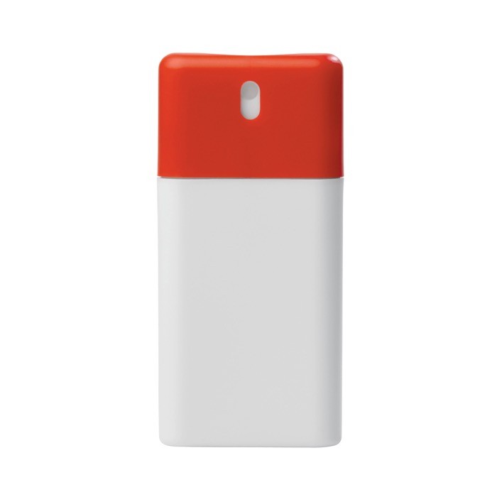Spray antibacterial con 62% alcohol con mecanismo pulsador color rojo segunda vista Spray antibacterial con 62% alcohol con mecanismo pulsador color rojo segunda vista