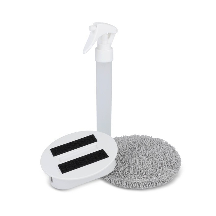 Spray y trapo de limpieza para cristales y todo tipo de superficies color blanco cuarta vista Spray y trapo de limpieza para cristales y todo tipo de superficies color blanco cuarta vista