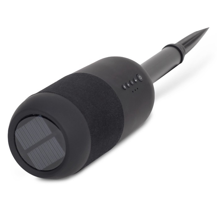 Altavoz especial para el exterior a prueba de agua y con panel solar color negro cuarta vista Altavoz especial para el exterior a prueba de agua y con panel solar color negro cuarta vista