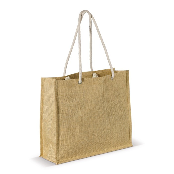 Bolsa de yute con asas de cordón de algodón con capacidad de 8 kg color natural Bolsa de yute con asas de cordón de algodón con capacidad de 8 kg color natural
