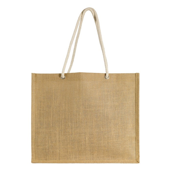 Bolsa de yute con asas de cordón de algodón con capacidad de 8 kg color natural tercera vista Bolsa de yute con asas de cordón de algodón con capacidad de 8 kg color natural tercera vista