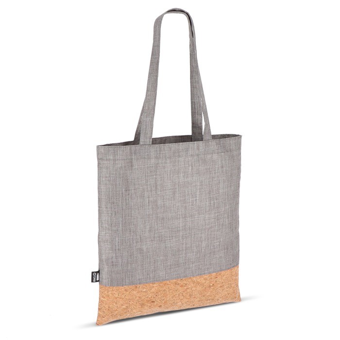 Bolsa de RPET con detalle en la base de corcho y capacidad de 10kg color gris Bolsa de RPET con detalle en la base de corcho y capacidad de 10kg color gris