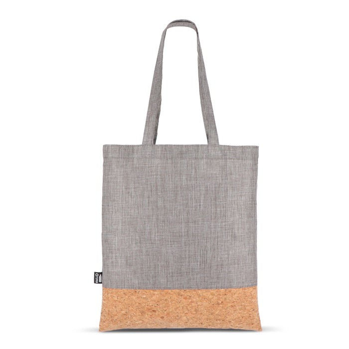 Bolsa de RPET con detalle en la base de corcho y capacidad de 10kg color gris segunda vista Bolsa de RPET con detalle en la base de corcho y capacidad de 10kg color gris segunda vista