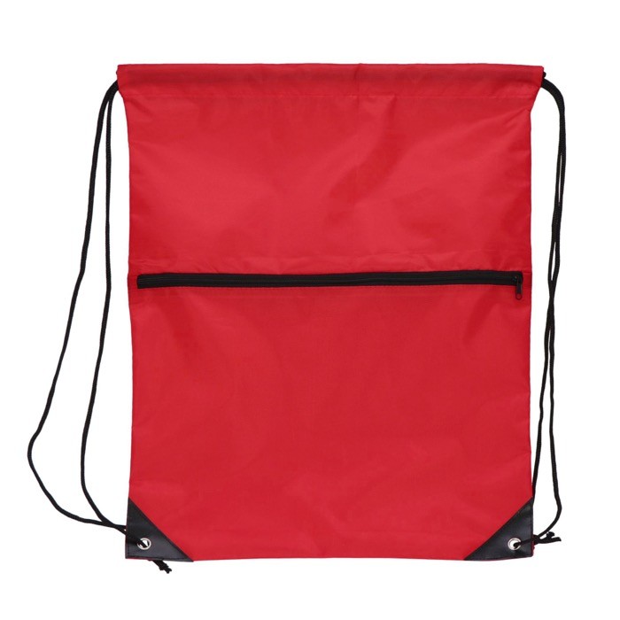 Mochila de cuerdas de RPET con cremallera frontal 210T color rojo segunda vista