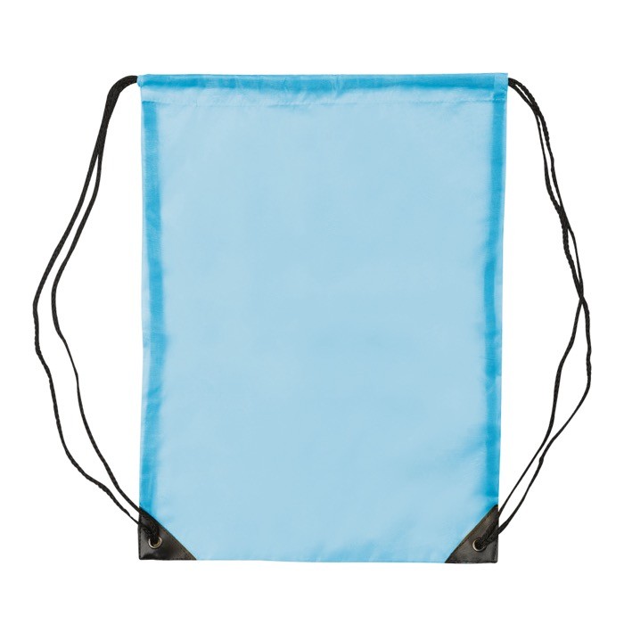Mochila de cuerdas de poliéster de colores con cuerdas negras color azul claro tercera vista