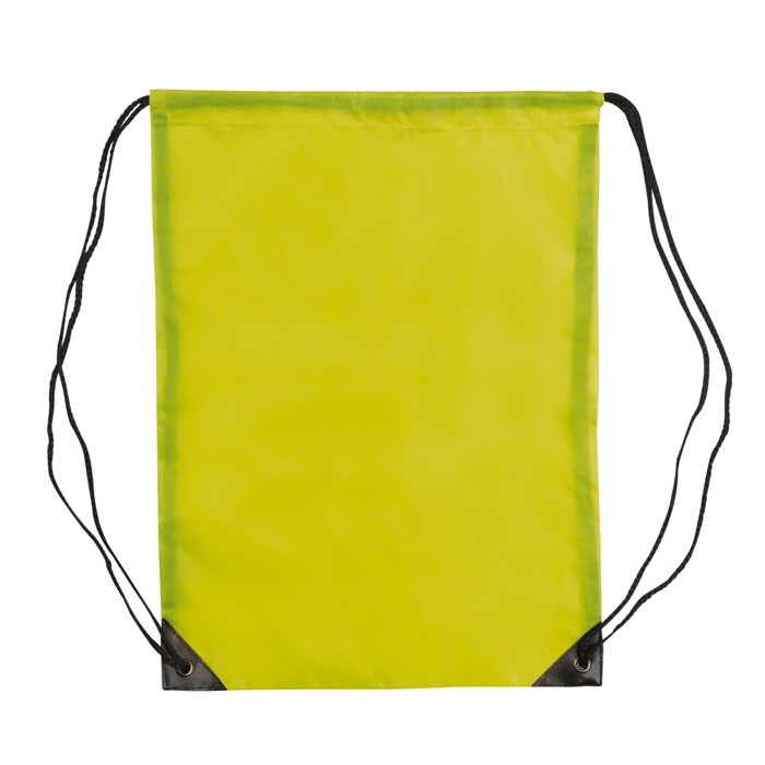 Mochila de cuerdas de poliéster de colores con cuerdas negras color verde lima segunda vista