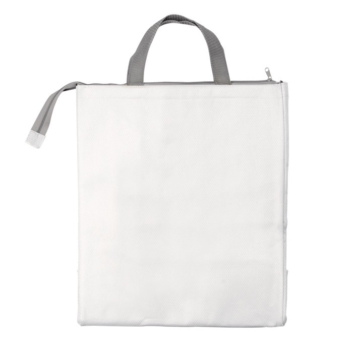 Bolsa nevera con interior isotermo en aluminio y cremallera color blanco tercera vista